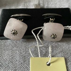 NWT Barneys New York 925 silver cuff links with pink stones